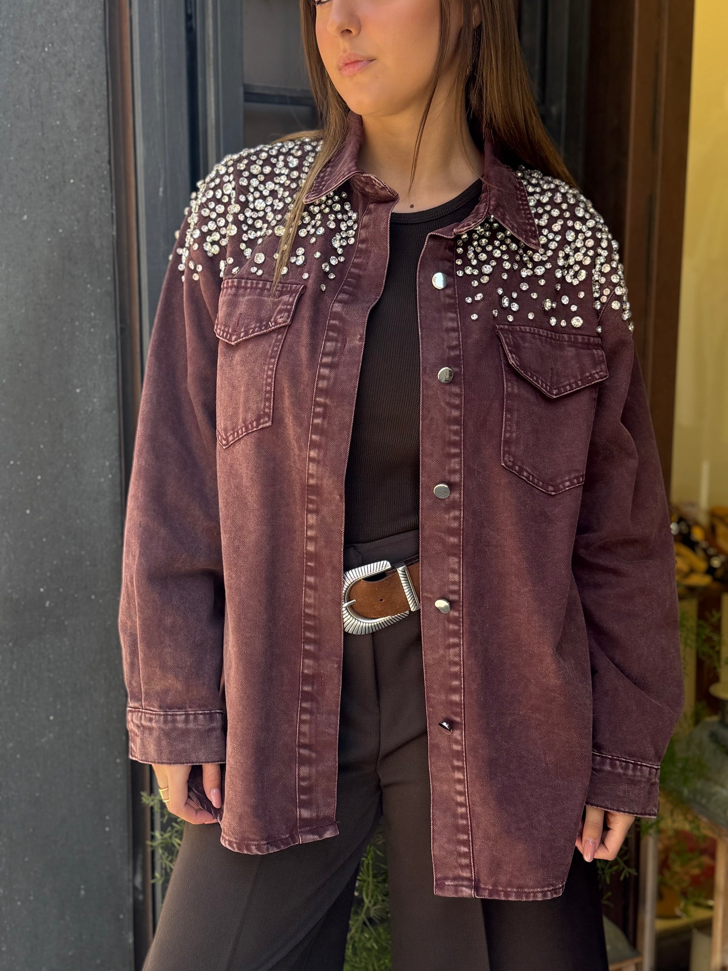 Camicia denim MATTONE con CABOCHON