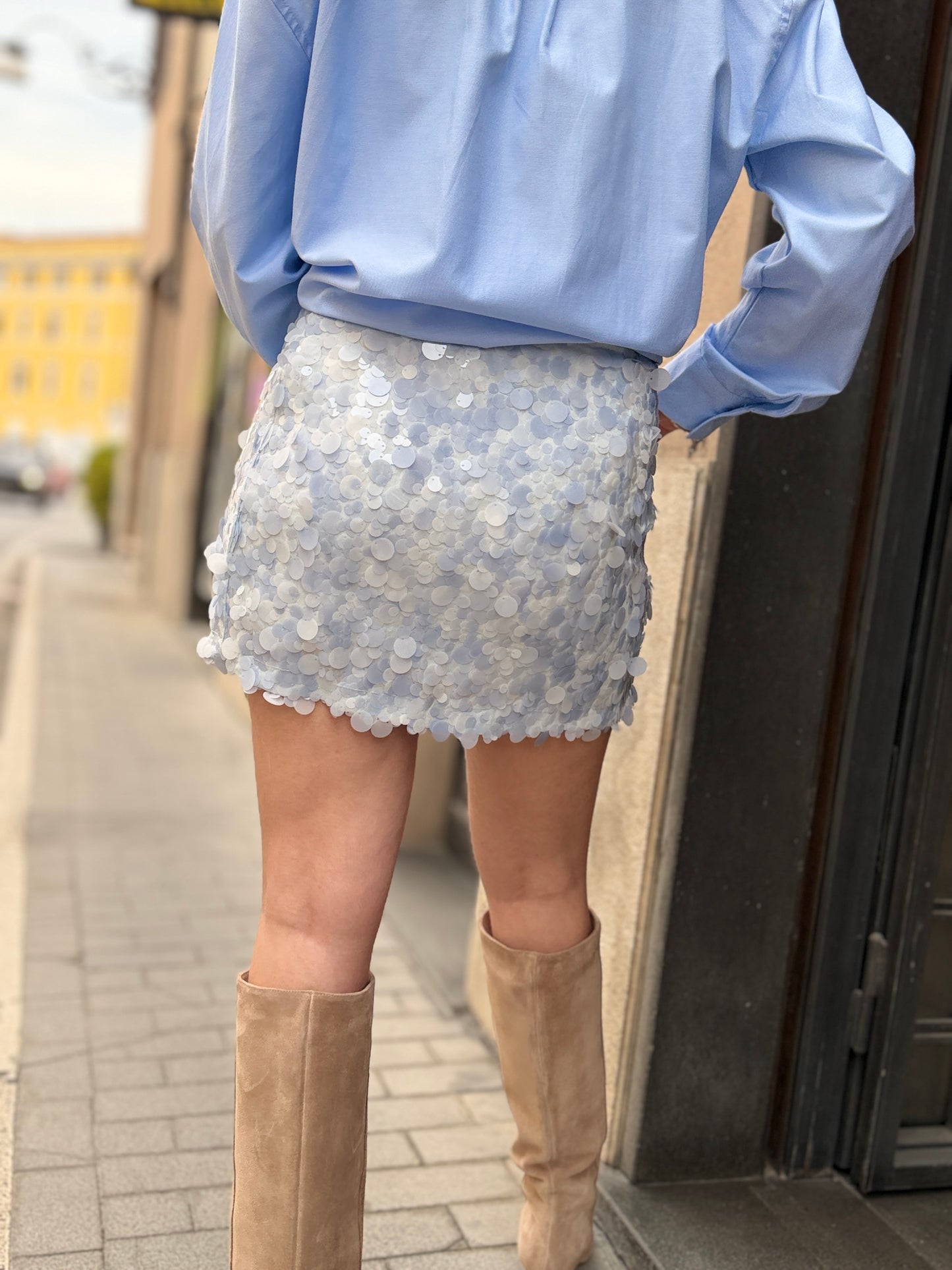 Mini gonna maxi paillettes Celeste
