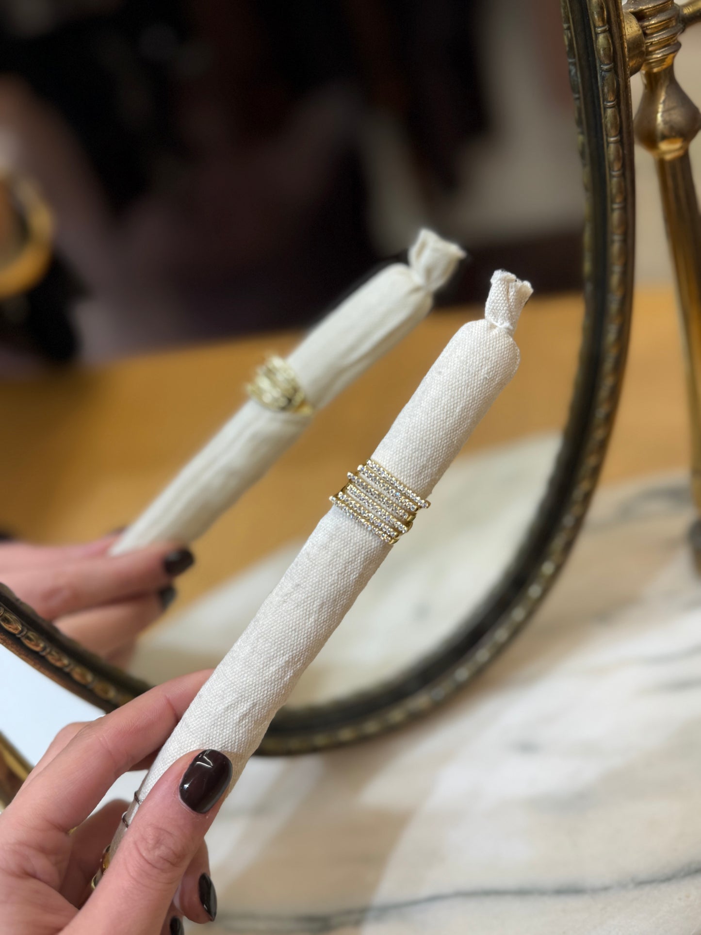 Anella fascia multipla ORO con strass