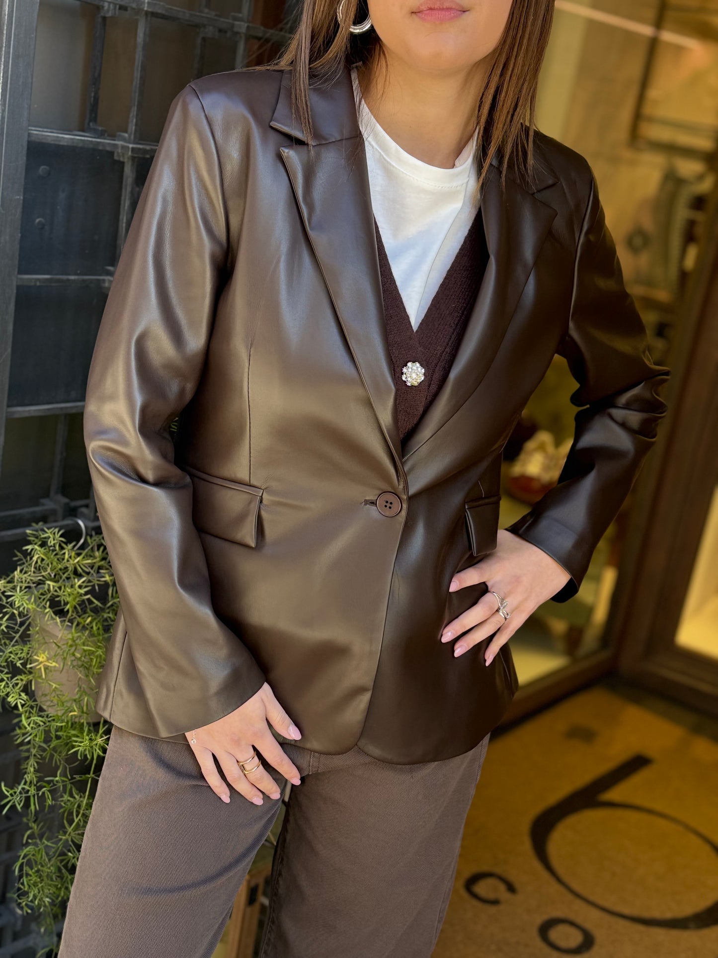 Tensione In Giacca ecopelle MORO