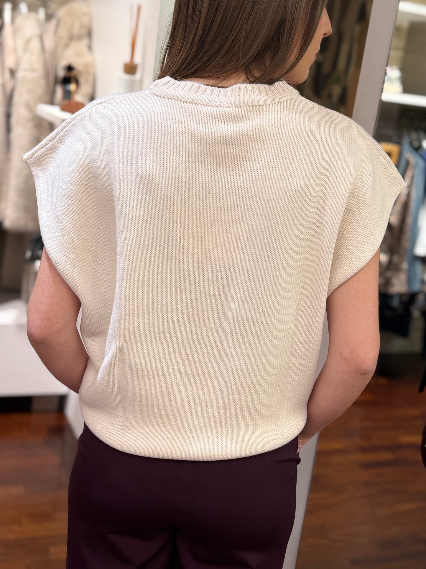 Tensione In Maglia gilet N°5 PANNA/BORDEAUX