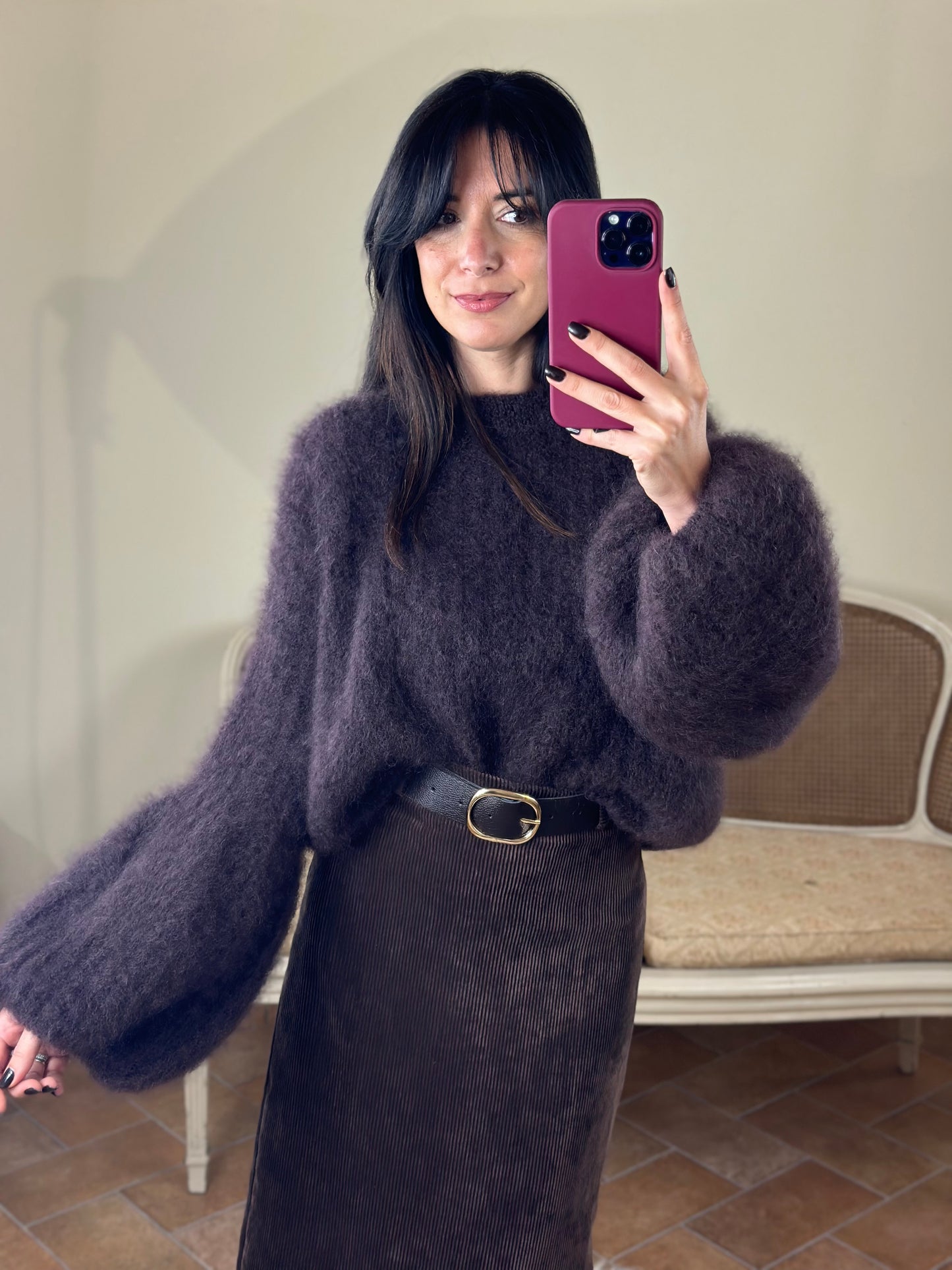 Maglia intrecciata in Kid Mohair CIOCCOLATO