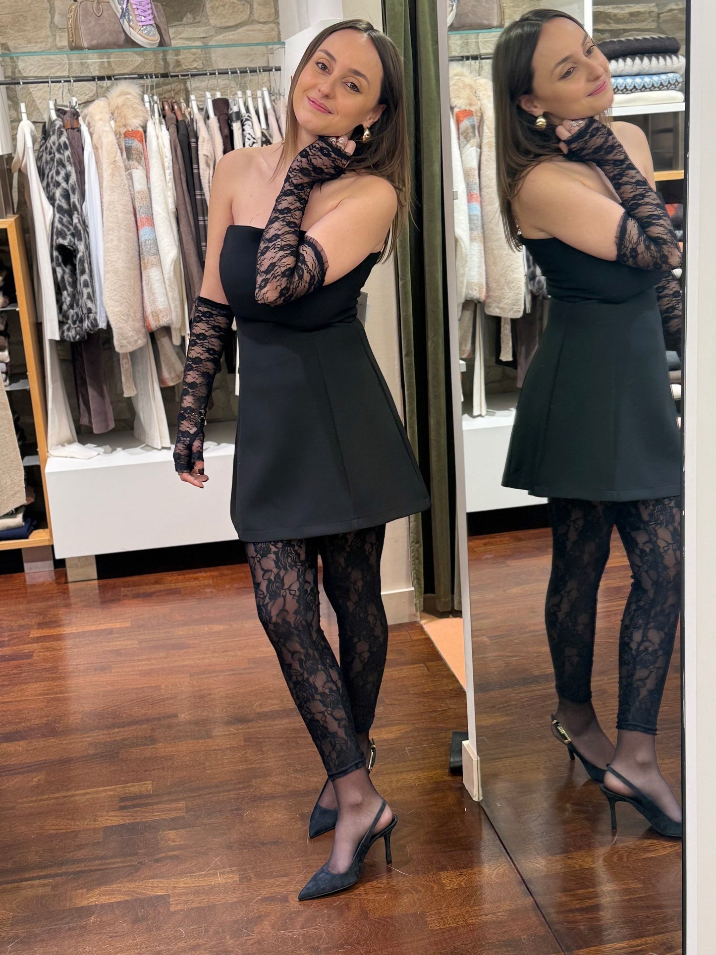 Tensione In Abito guanti pizzo NERO