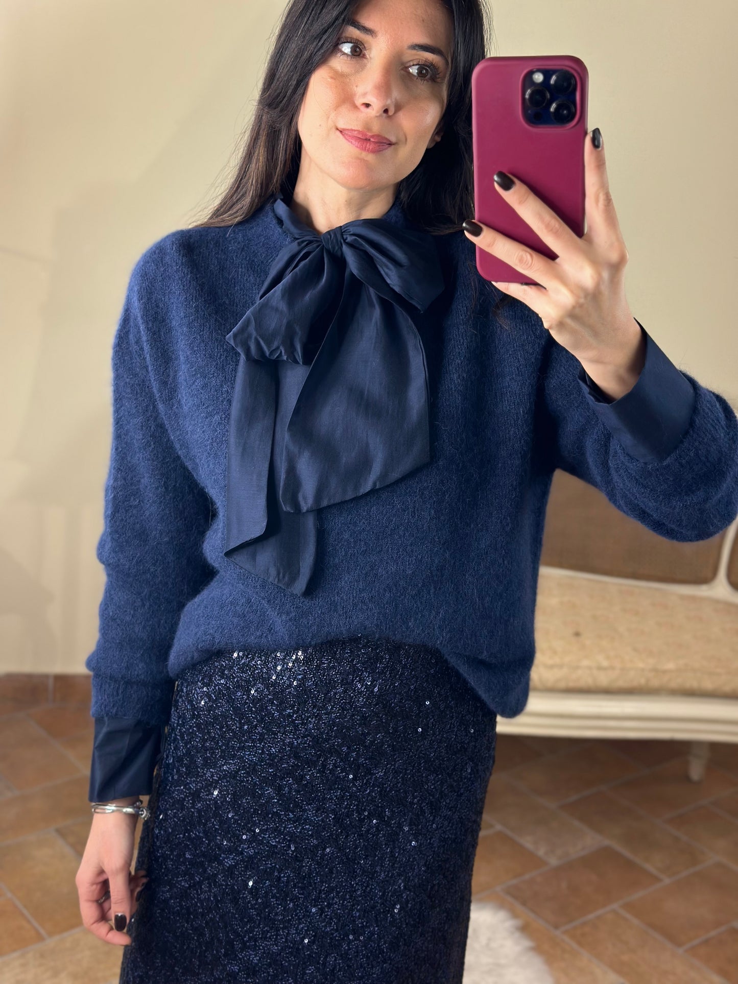 Maglia in baby alpaca BLU