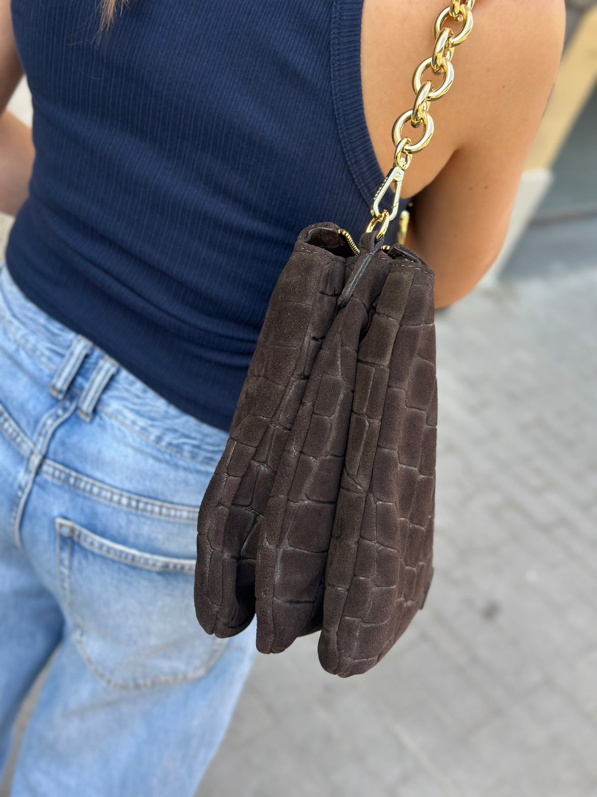 My Best Bag REFLEX CROCO SUEDE BROWN