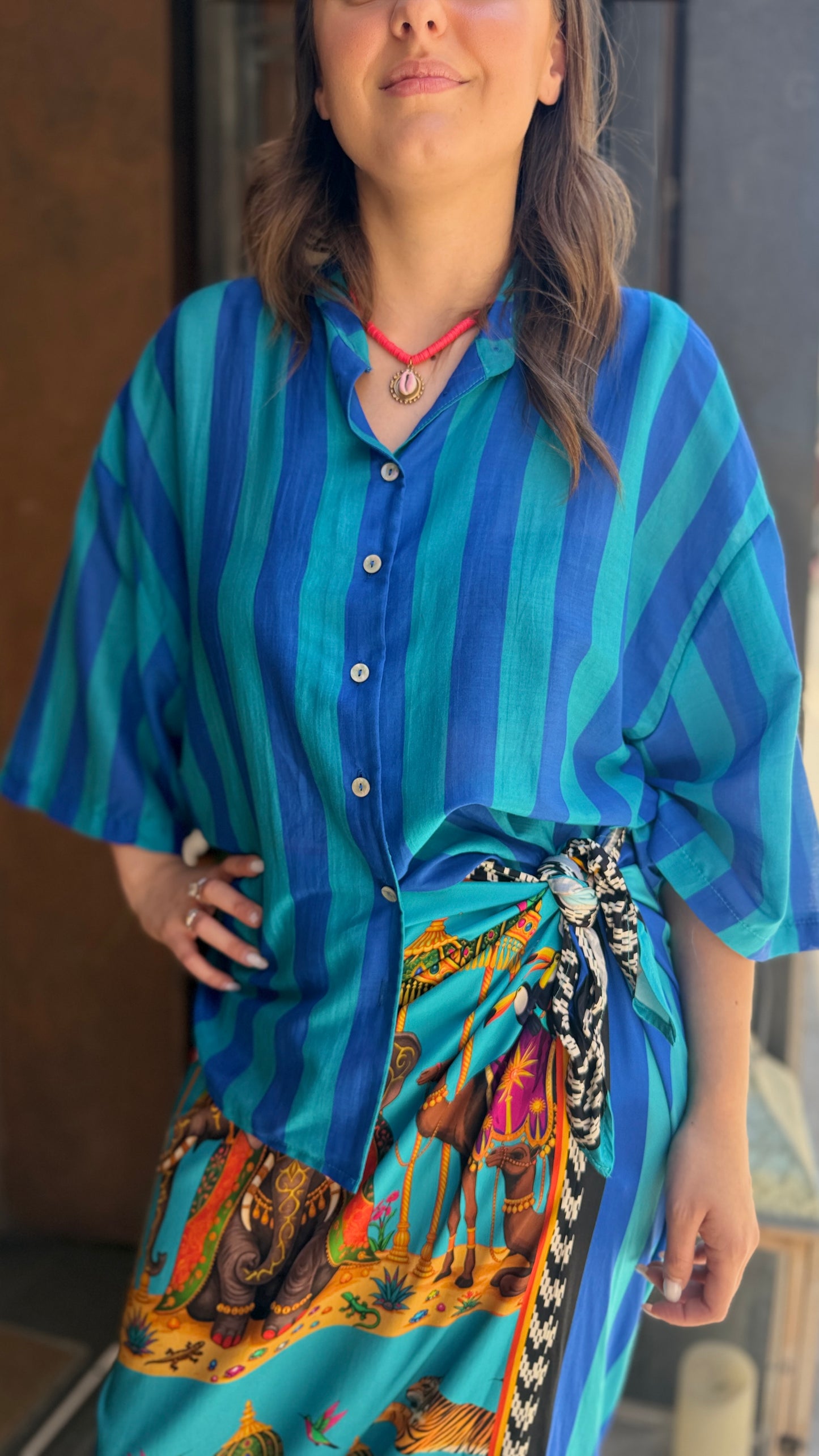 Tensione in Camicia a righe ROYAL/TURCHESE