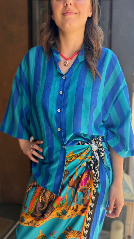 Tensione in Camicia a righe ROYAL/TURCHESE
