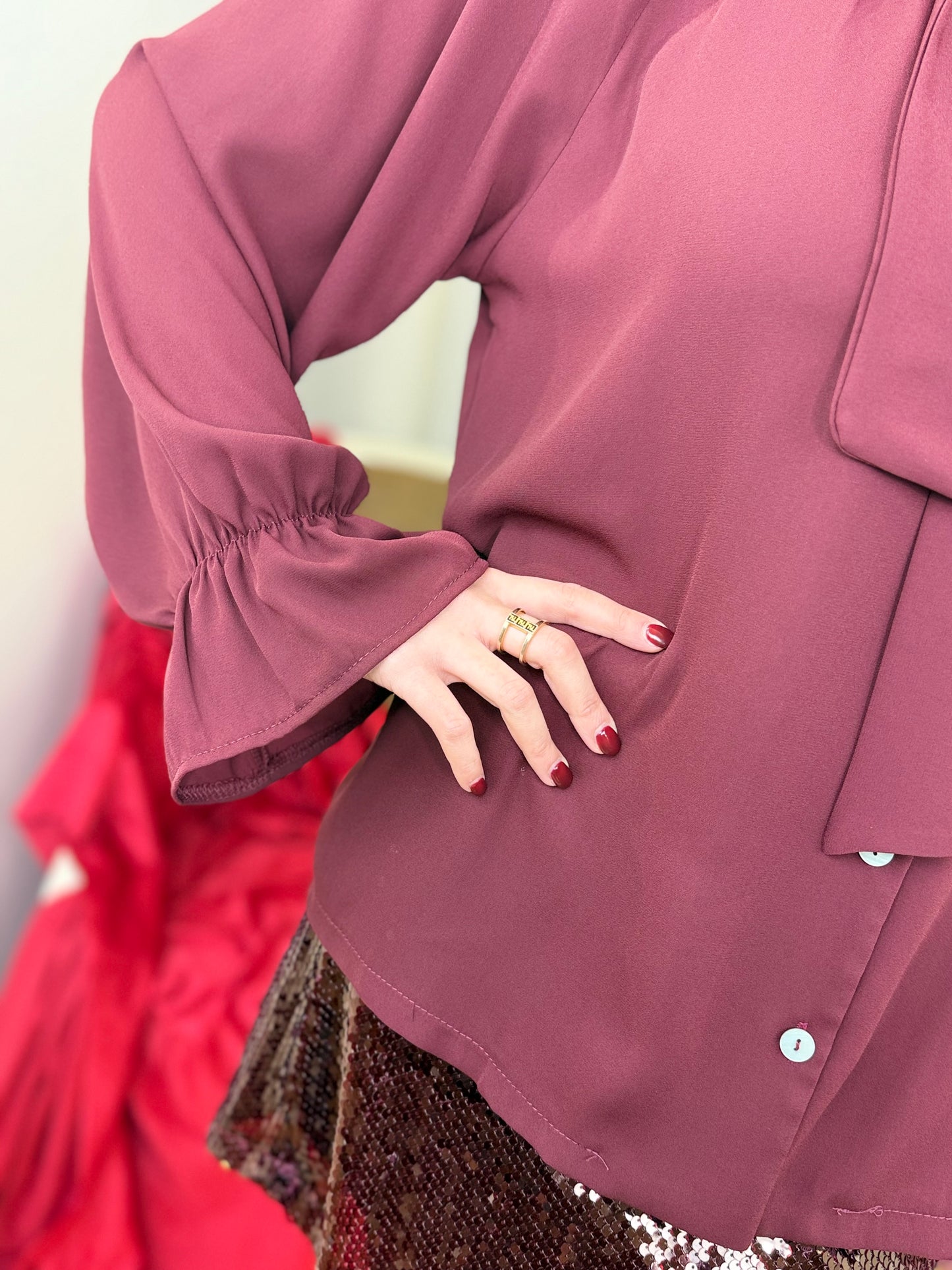 Camicia BORDEAUX con fiocco