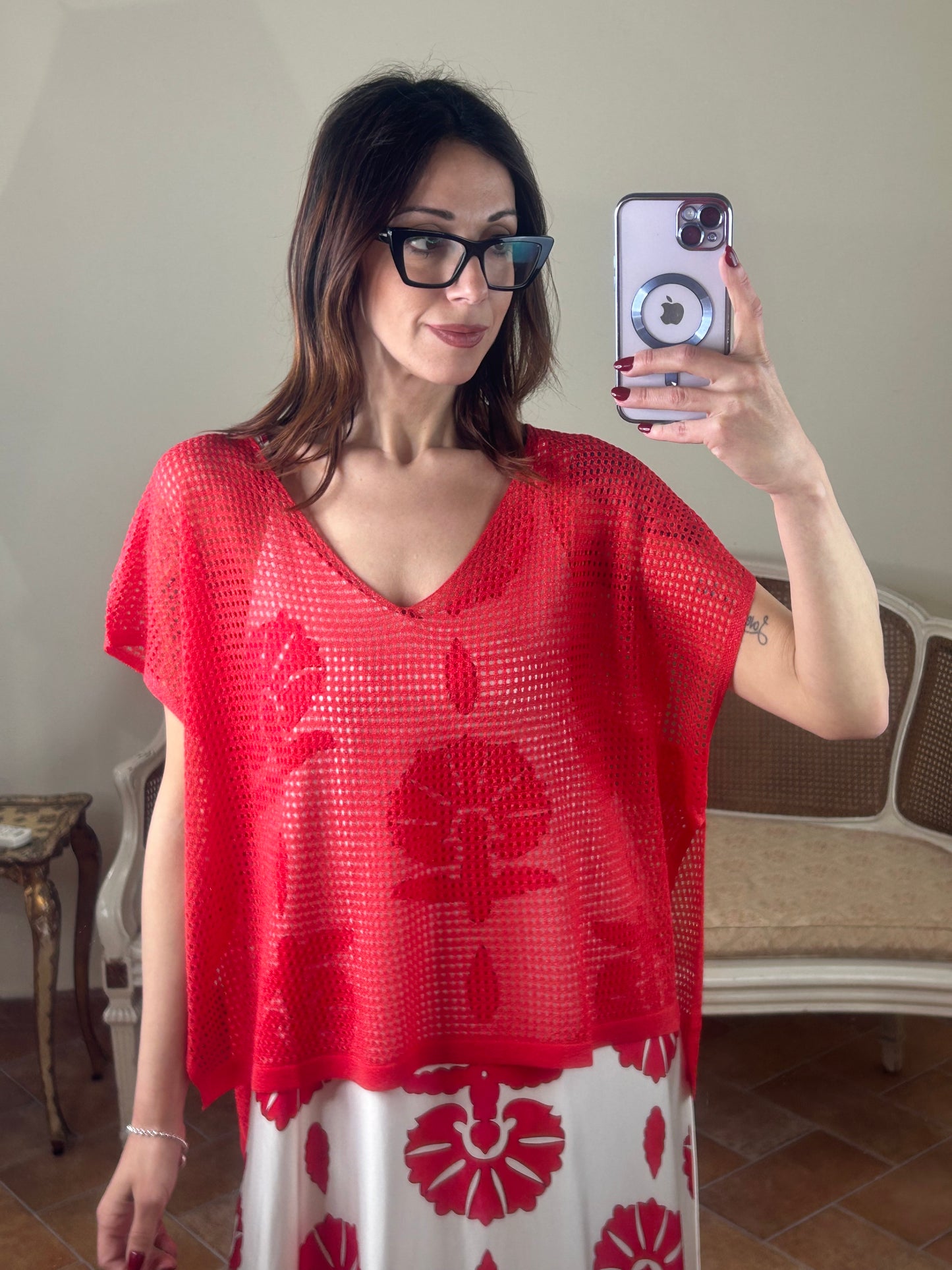 Anonyme Maglia VISCOSE LUREX KNITWEAR red