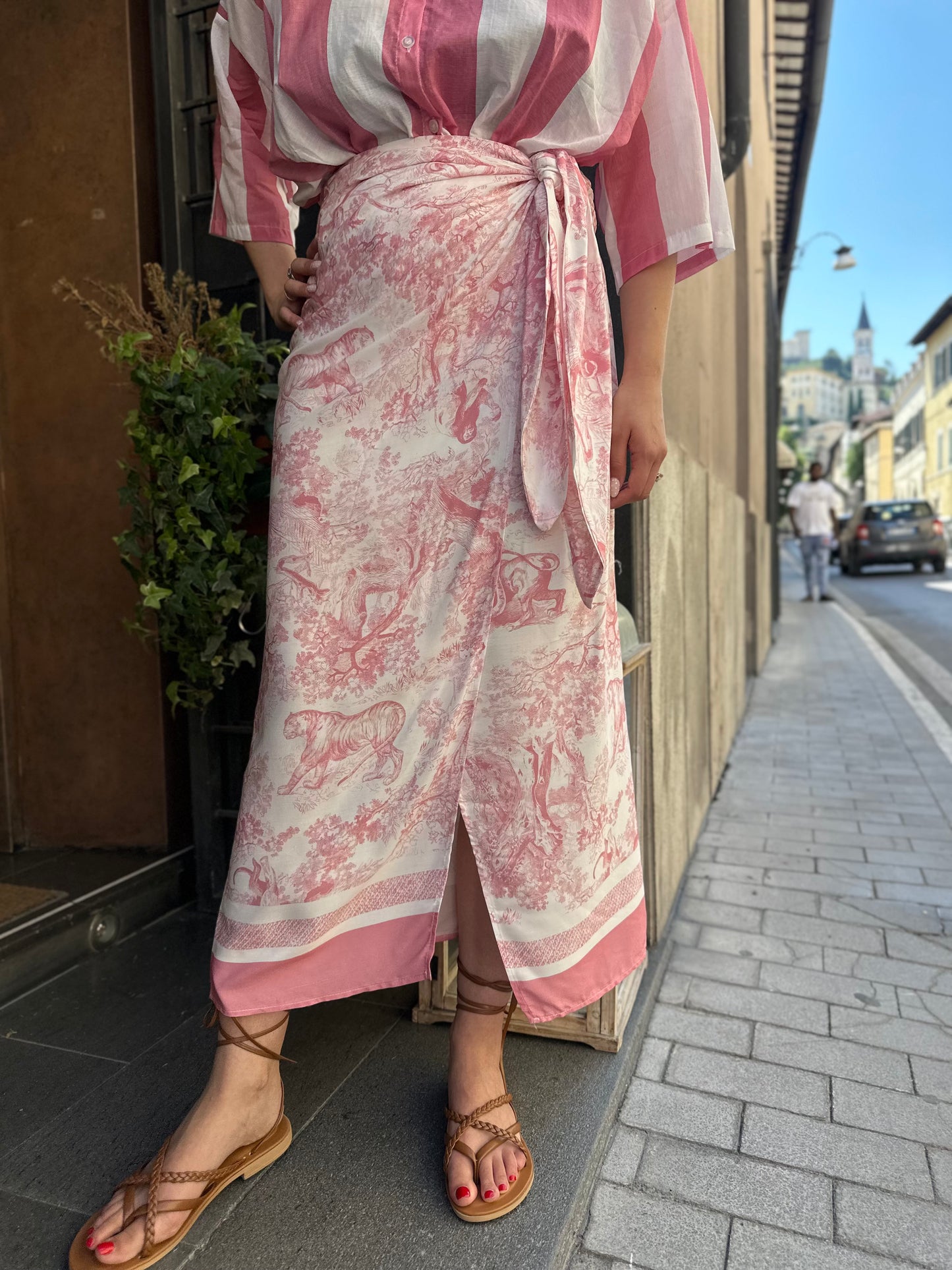 Tensione in Gonna Toile de Jouy Rosa