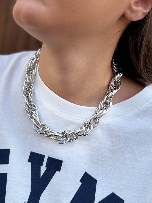 Collana con catena intrecciata ARGENTO