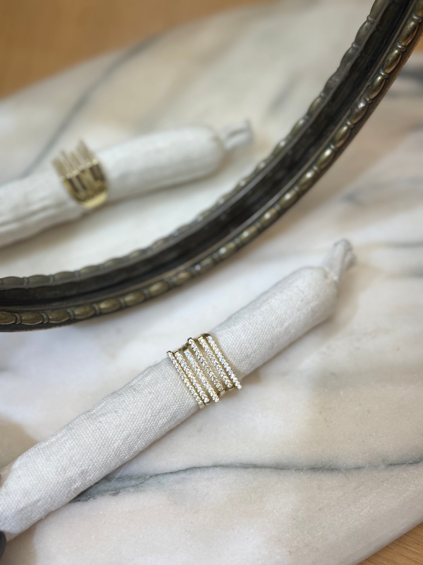 Anella fascia multipla ORO con strass