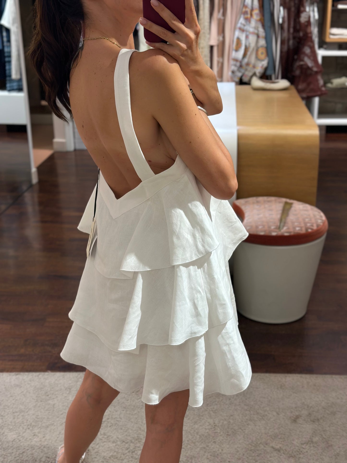 Silence Limited Mini Linum Dress White