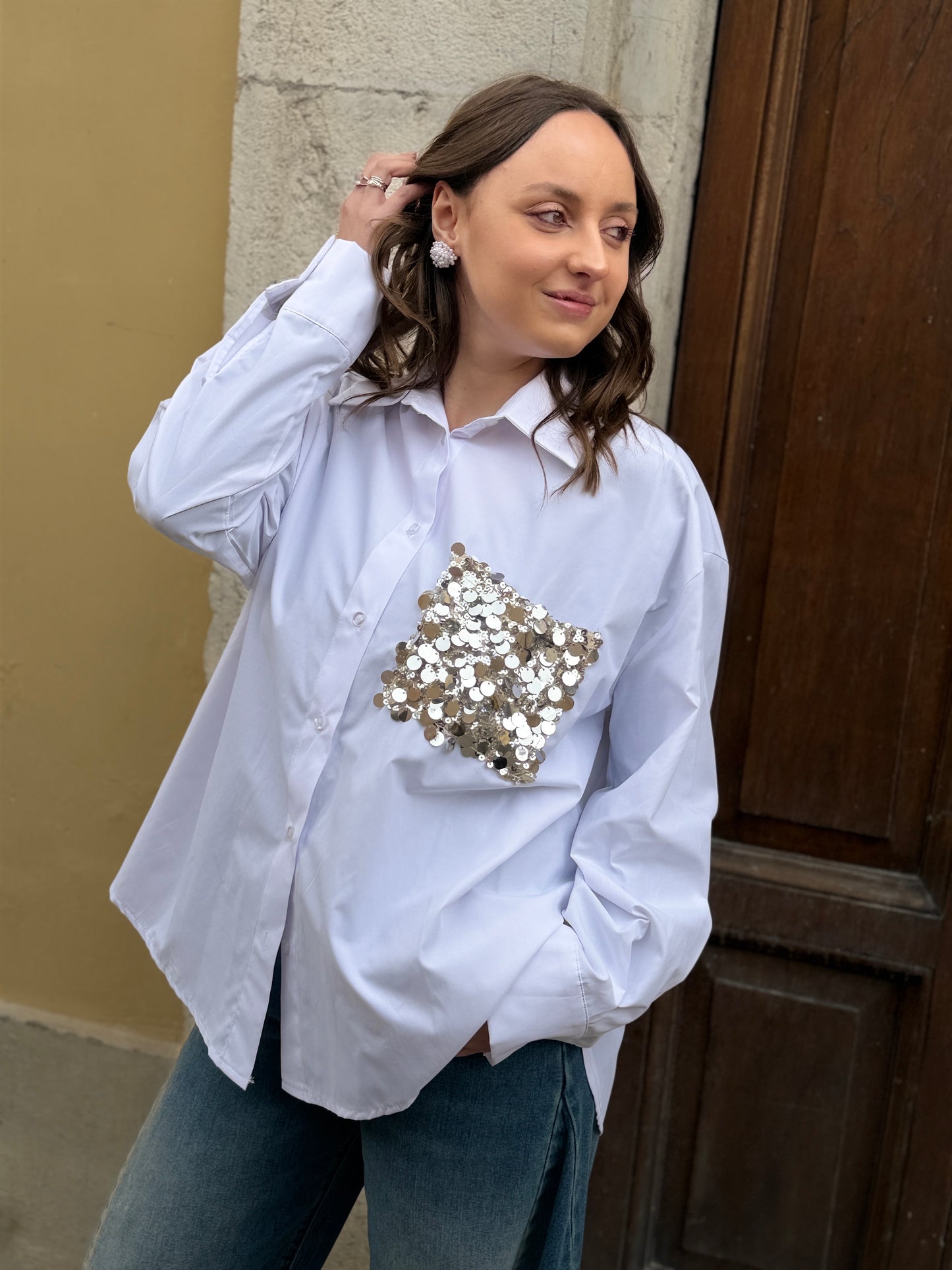 Tensione in Camicia taschino paillettes