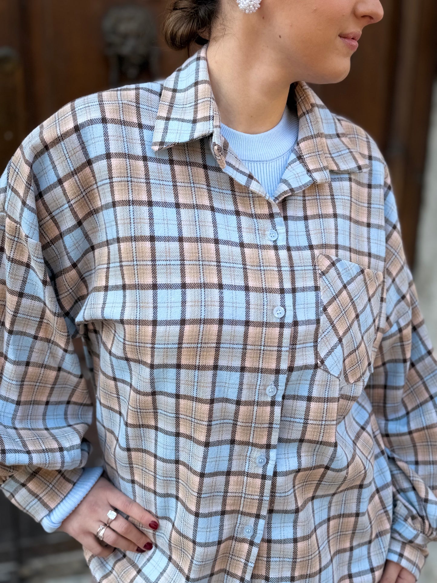 Camicia quadro pastello CIPRIA/ POLVERE