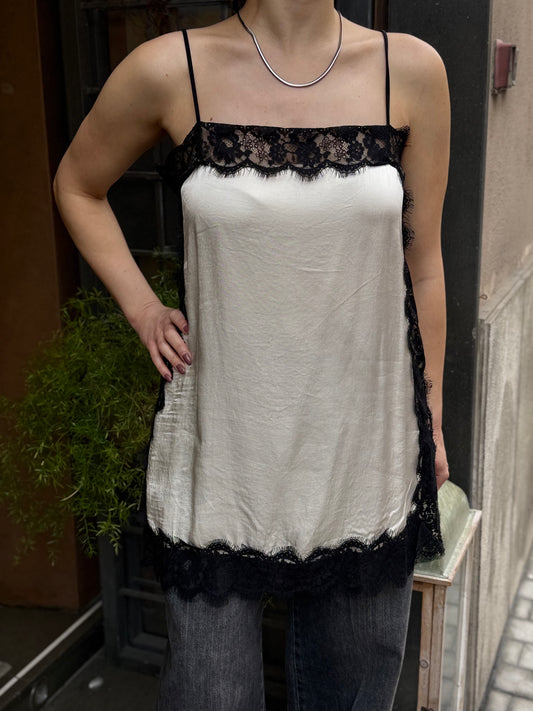 Top in lingerie e pizzo PANNA