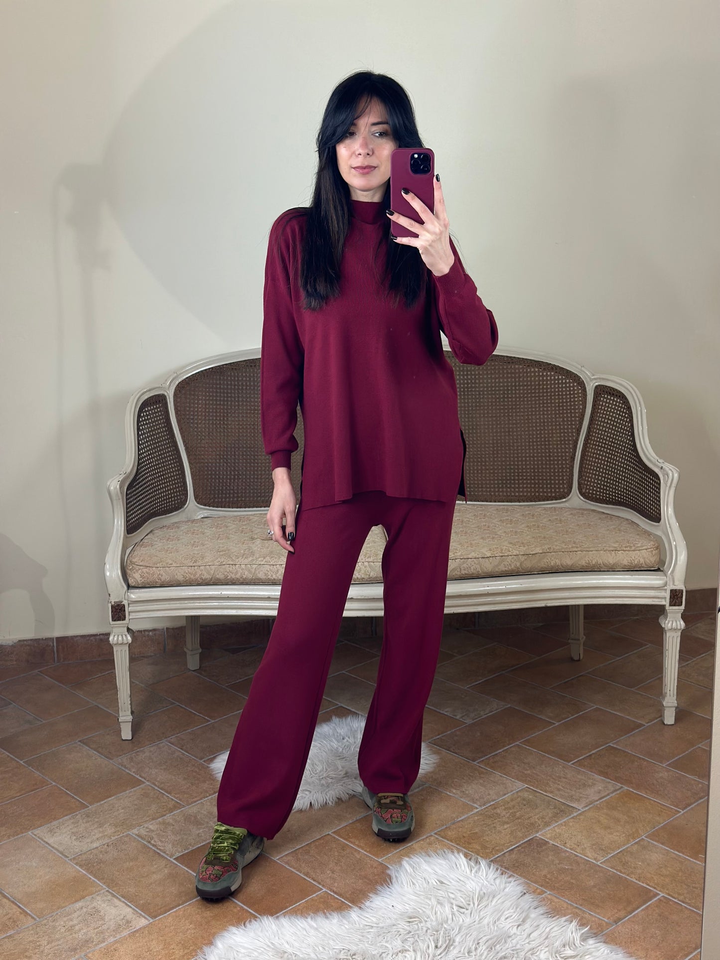 Set in maglia BORDEAUX (maglia+pantalone)