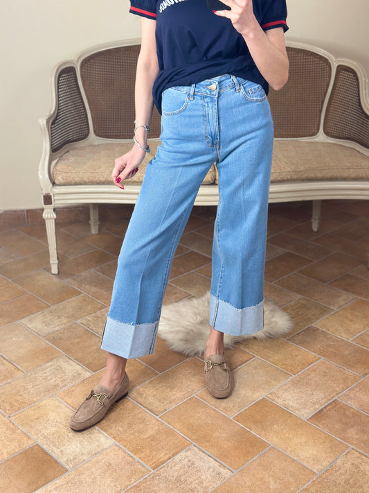 Motel-Jeans cropped con risvolto