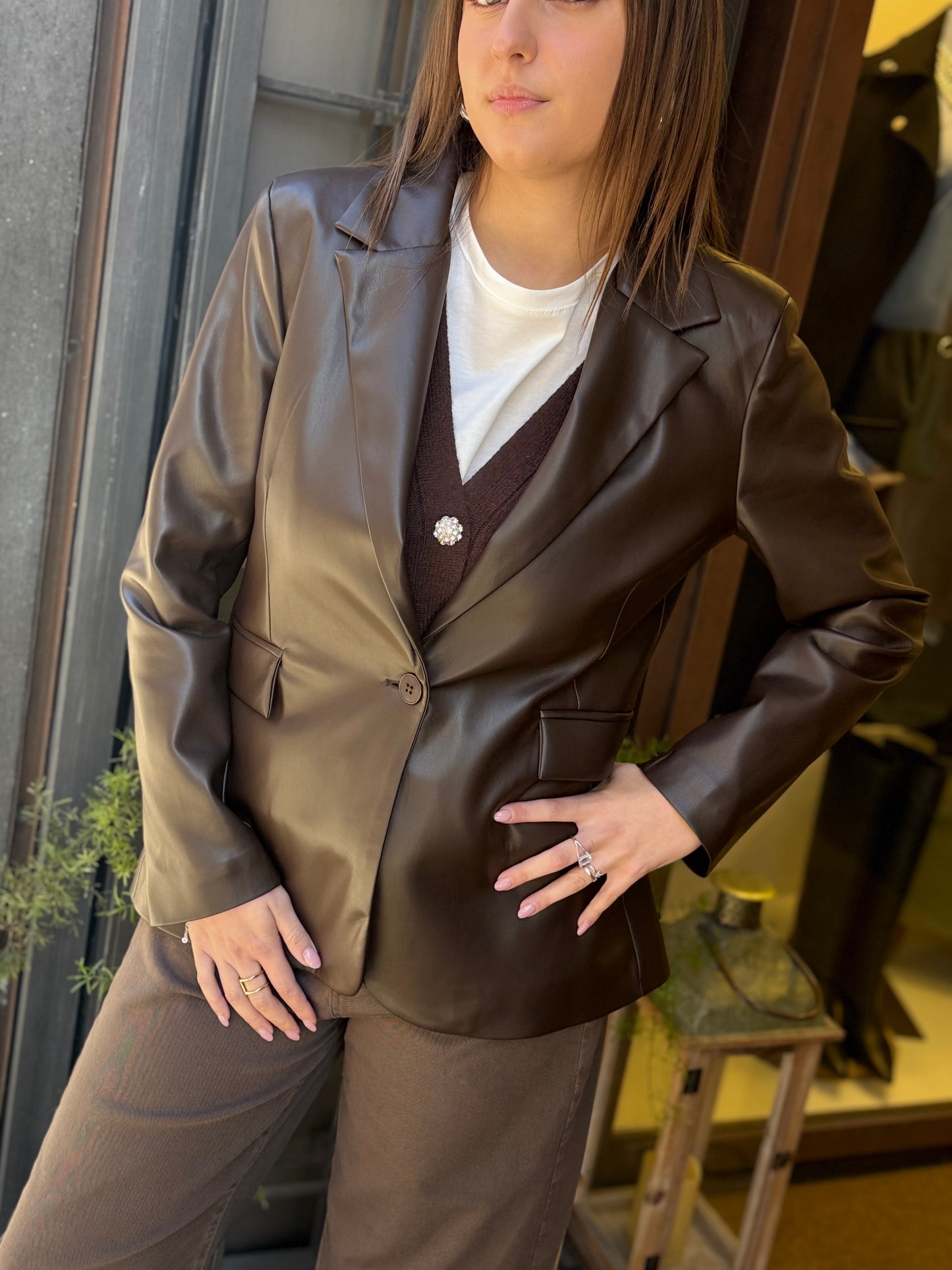 Tensione In Giacca ecopelle MORO