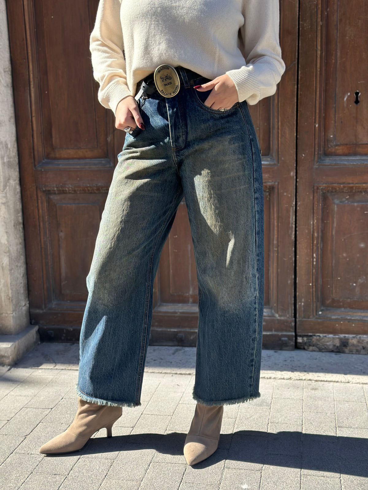 Tensione in Jeans vintage cintura carrozza BLU