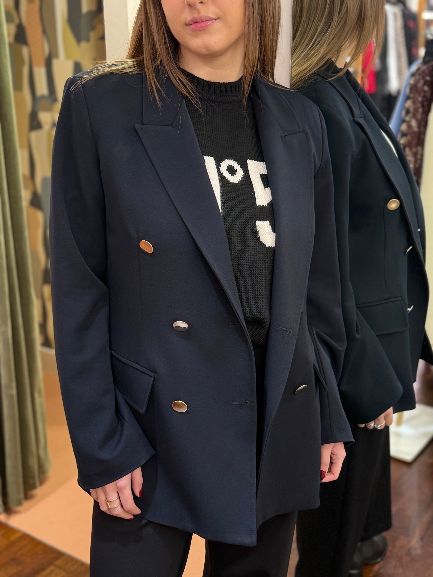 Tensione In Giacca NERO doppio petto con bottoni oro