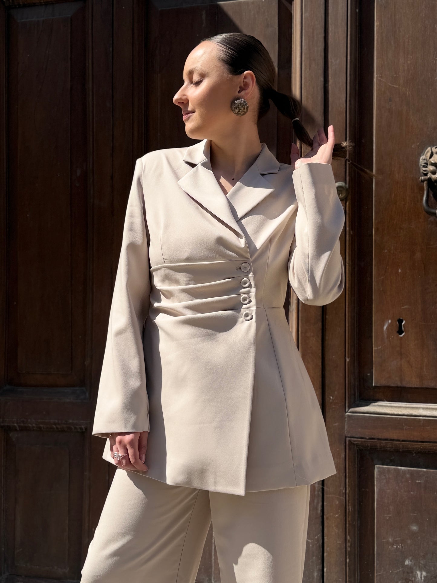 Haveone giacca con bottoni laterali BEIGE