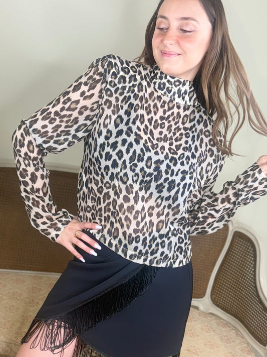 Tensione In Blusa animalier con spalline BEIGE