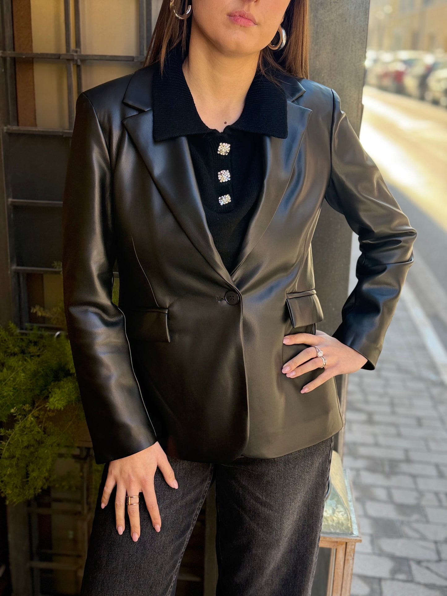 Tensione In Giacca ecopelle NERA