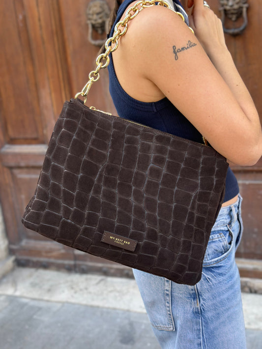 My Best Bag REFLEX CROCO SUEDE BROWN