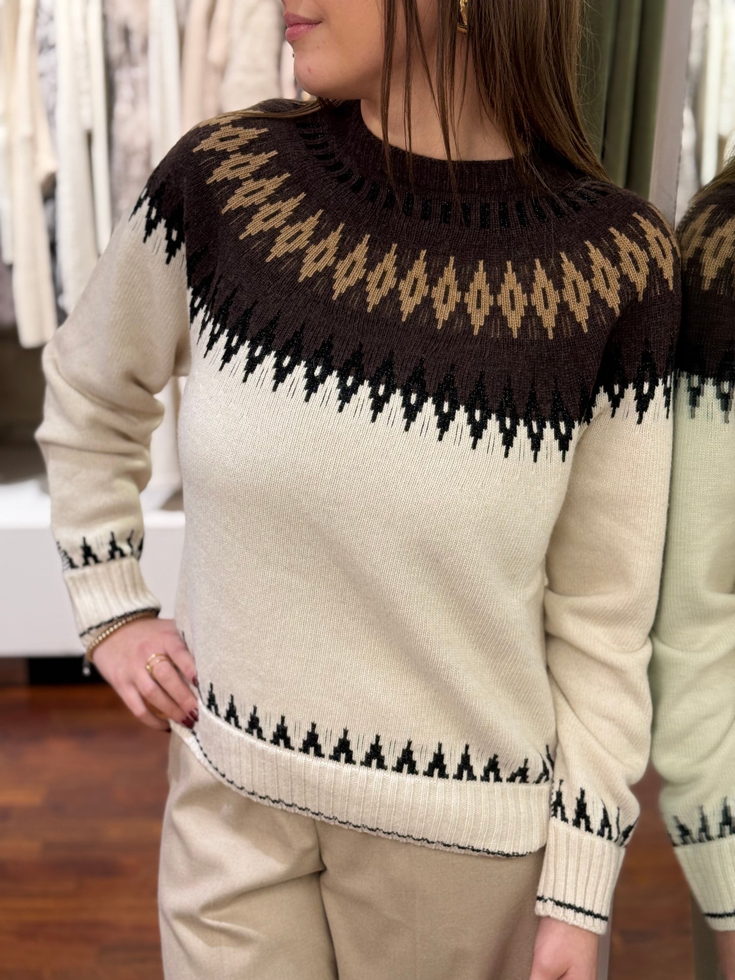 Tensione In maglia in jacquard BURRO/MORO/CAMEL