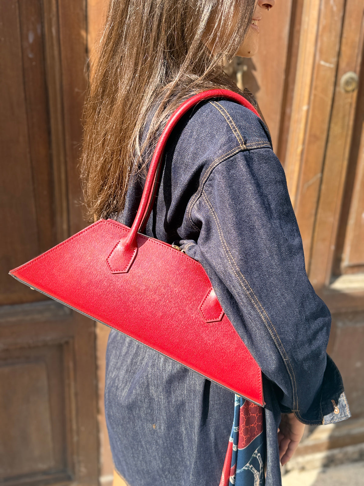 Bauletto CANDY in pelle ROSSO/BLU/NERO