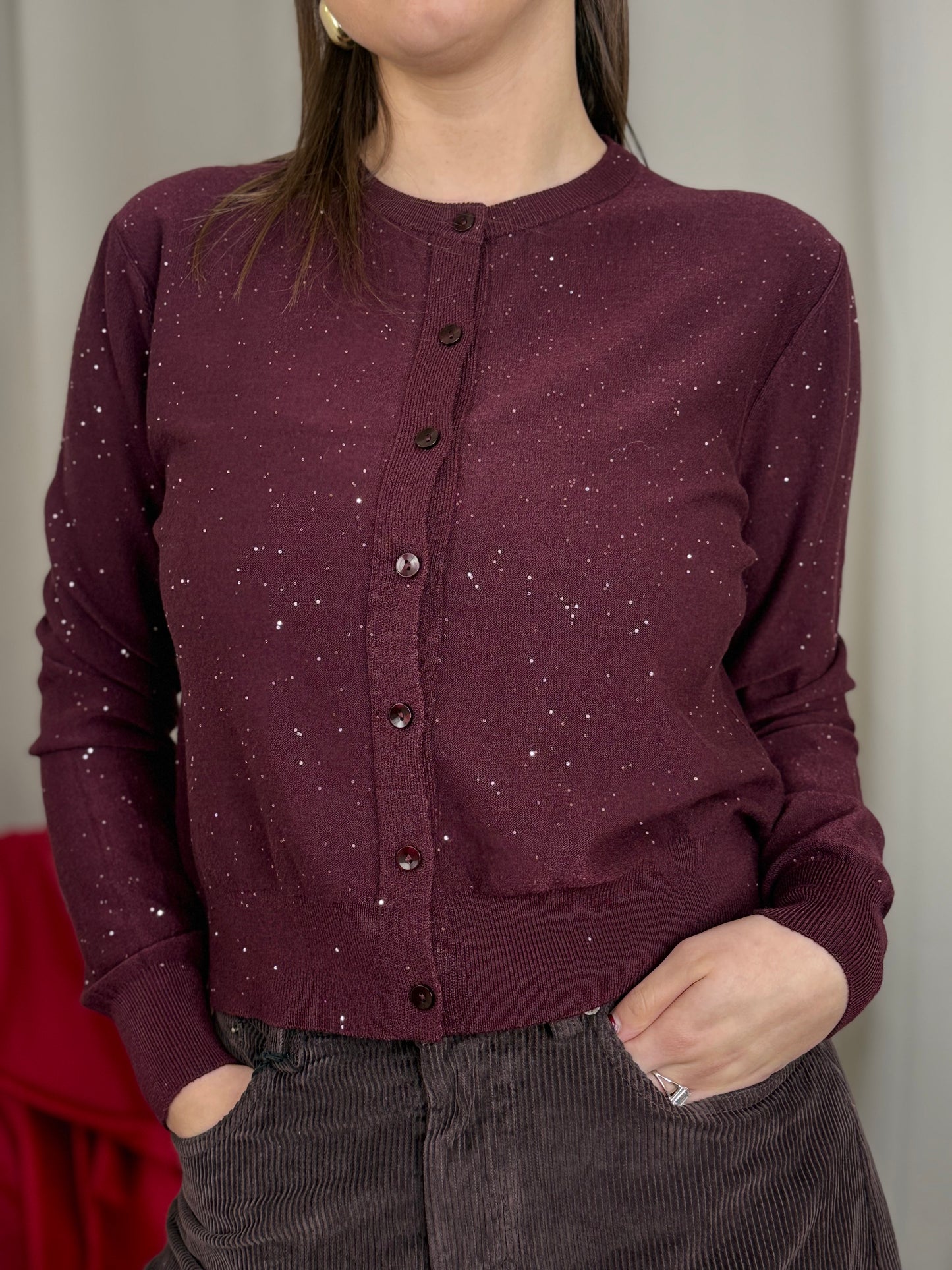 Cardigan in viscosa con micro paillettes (disponibile in più colori)