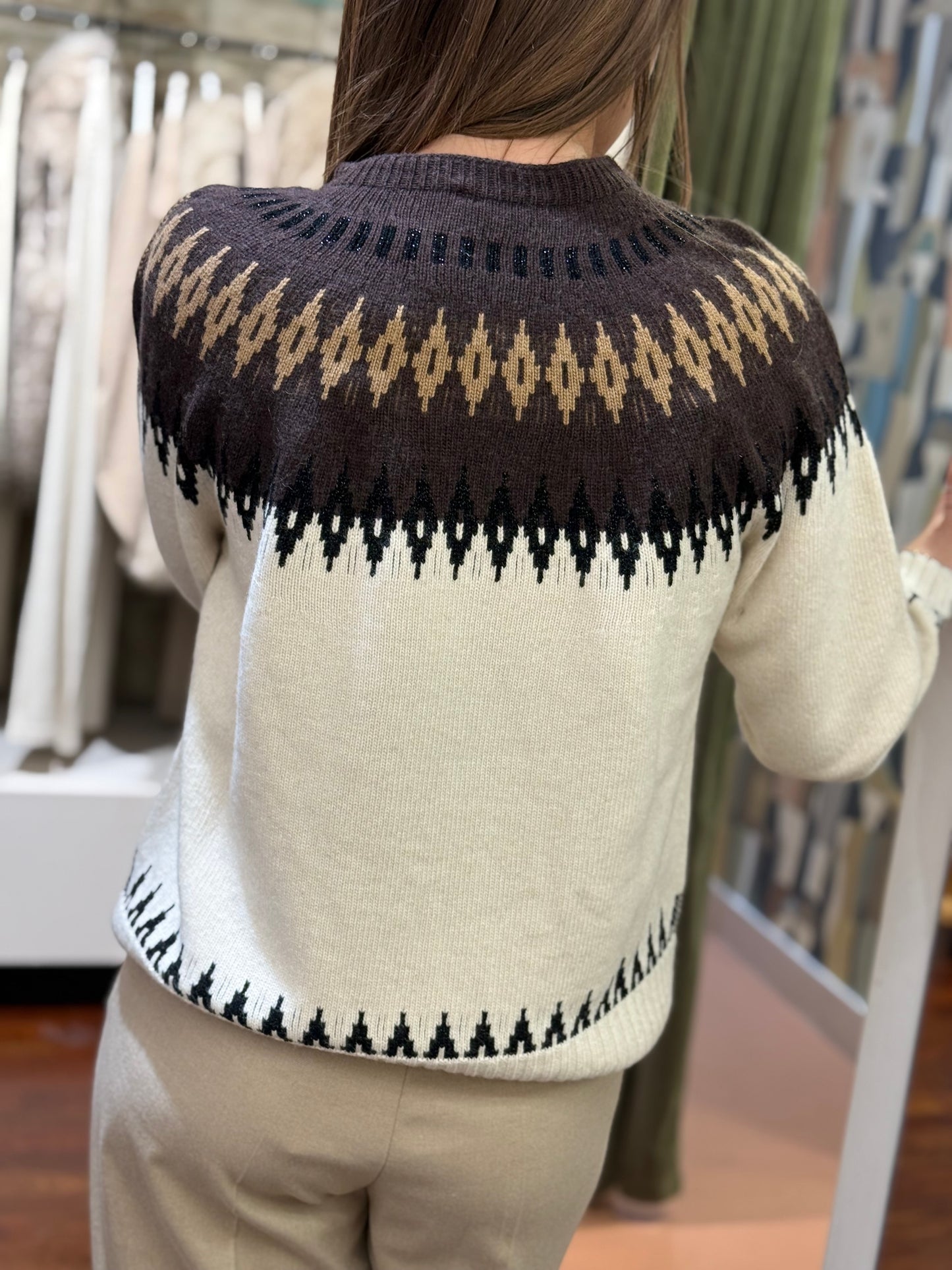 Tensione In maglia in jacquard BURRO/MORO/CAMEL