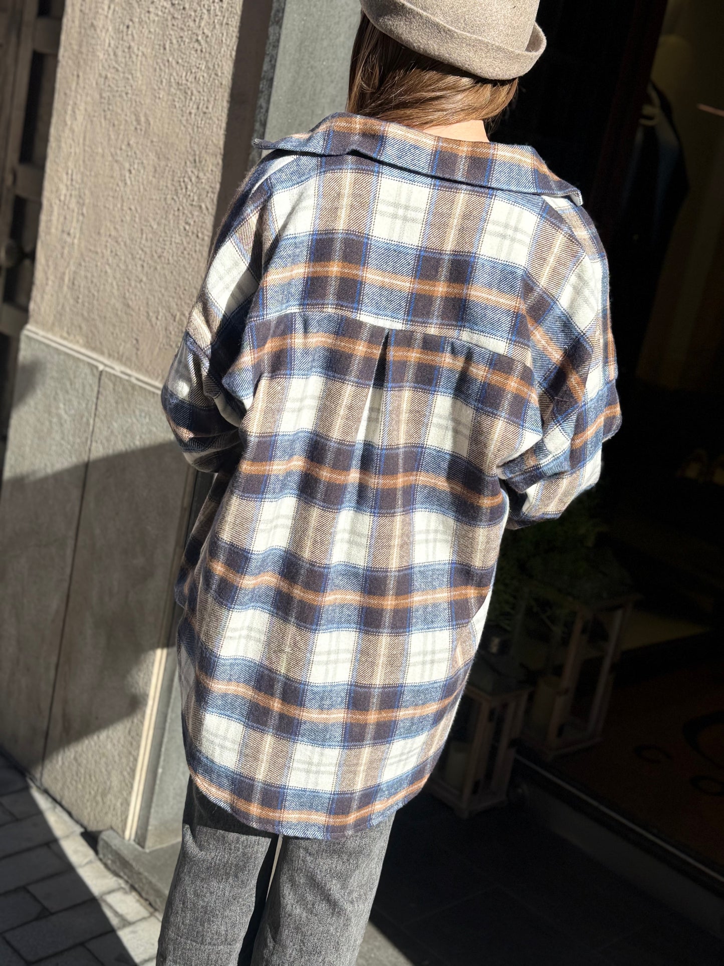 Camicia BRENDA check in flanella BLU/CAMEL