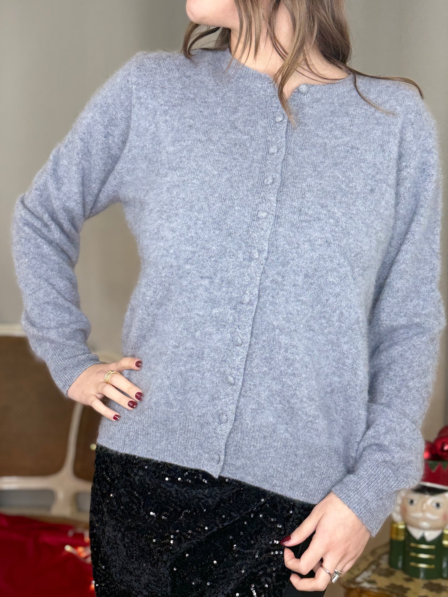 Cardigan in cashmere e lana GRIGIO