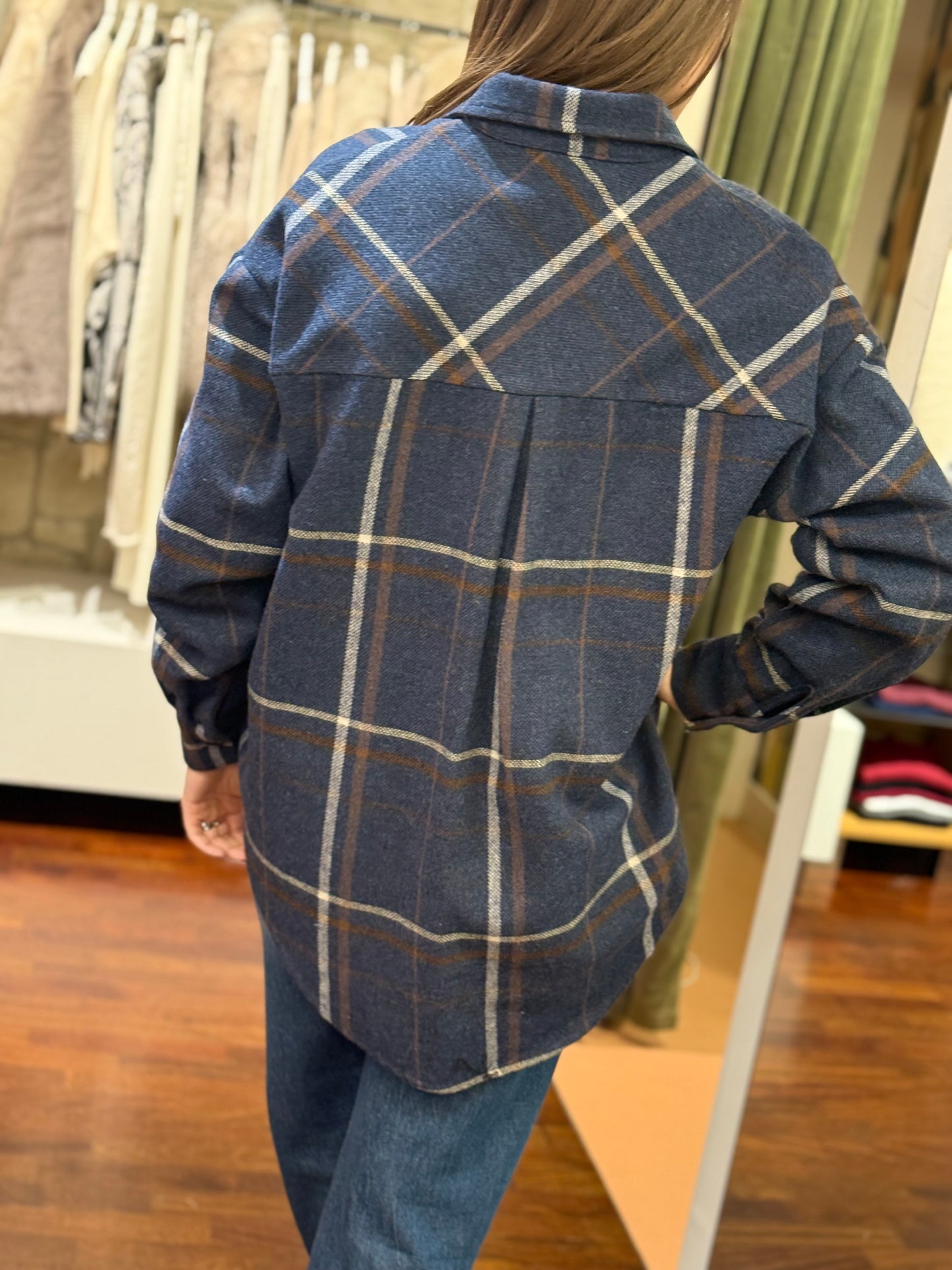 Tensione In Camicia check misto lana BLU