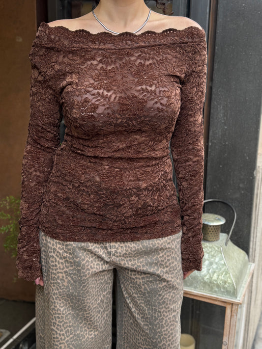 Maglia pizzo in ciniglia MORO