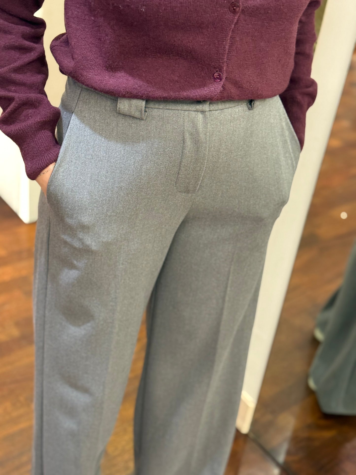 Tensione In pantalone palazzo in flanella GRIGIO