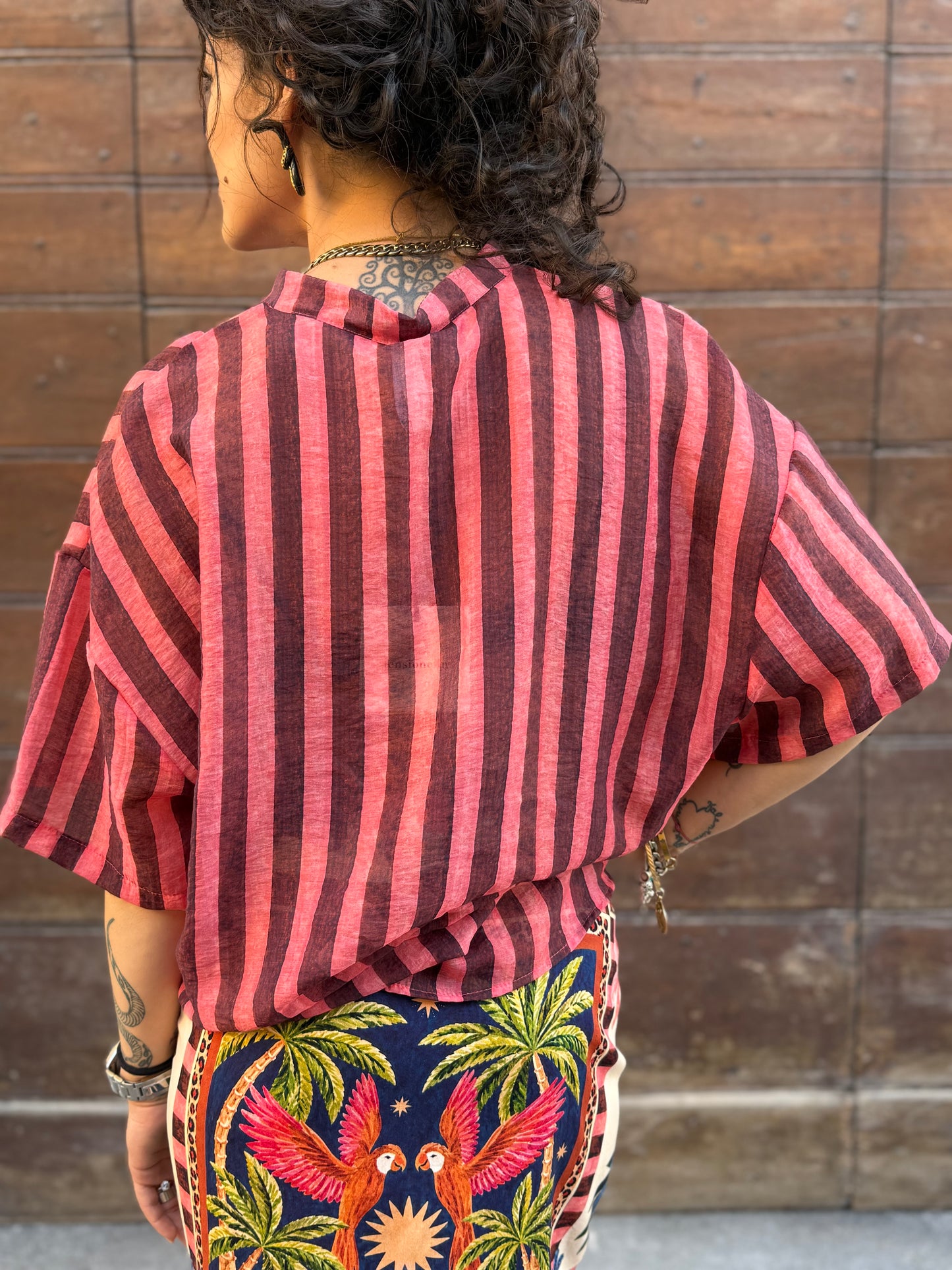 Tensione in Camicia a righe alla coreana