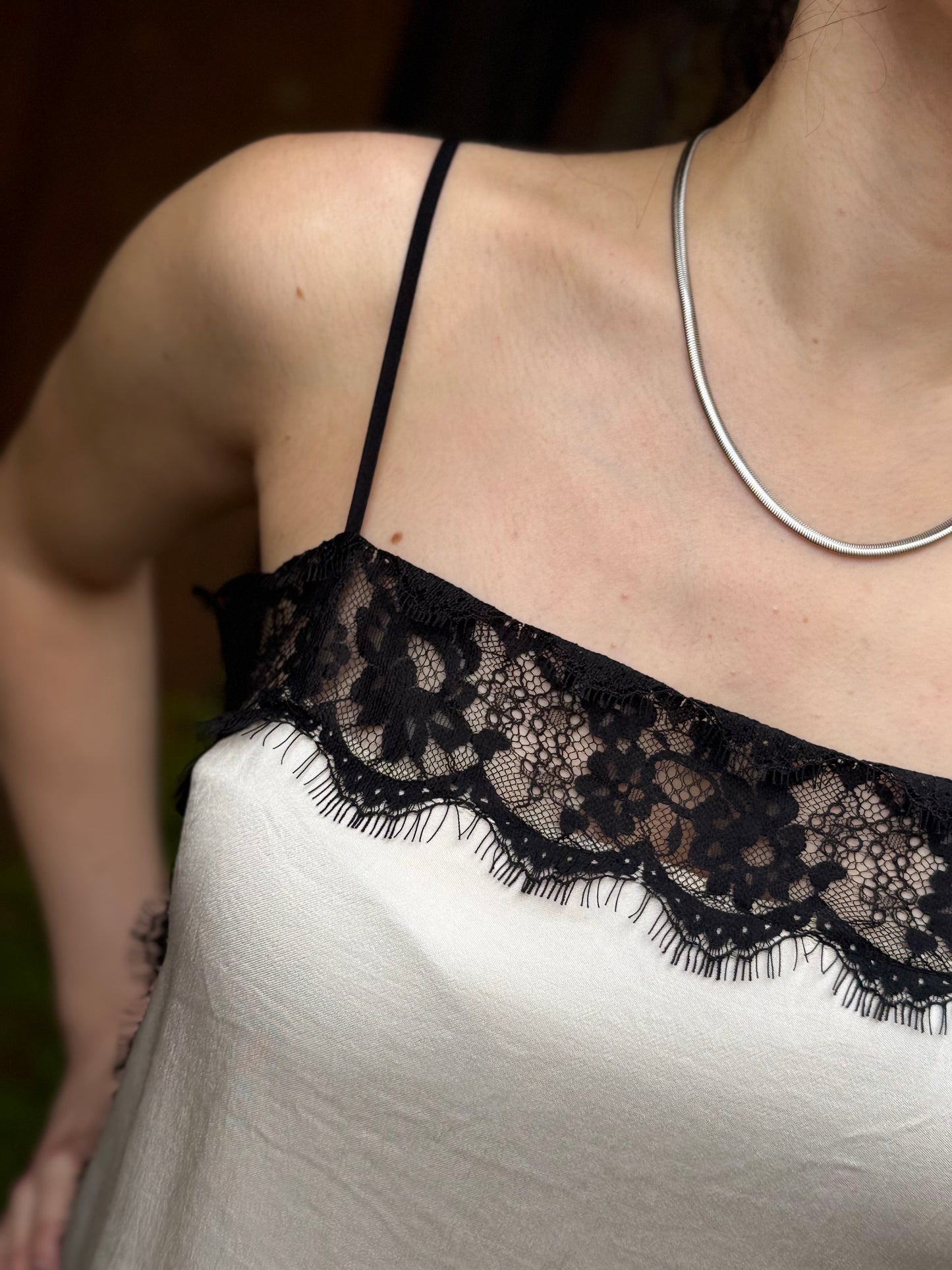 Top in lingerie e pizzo PANNA