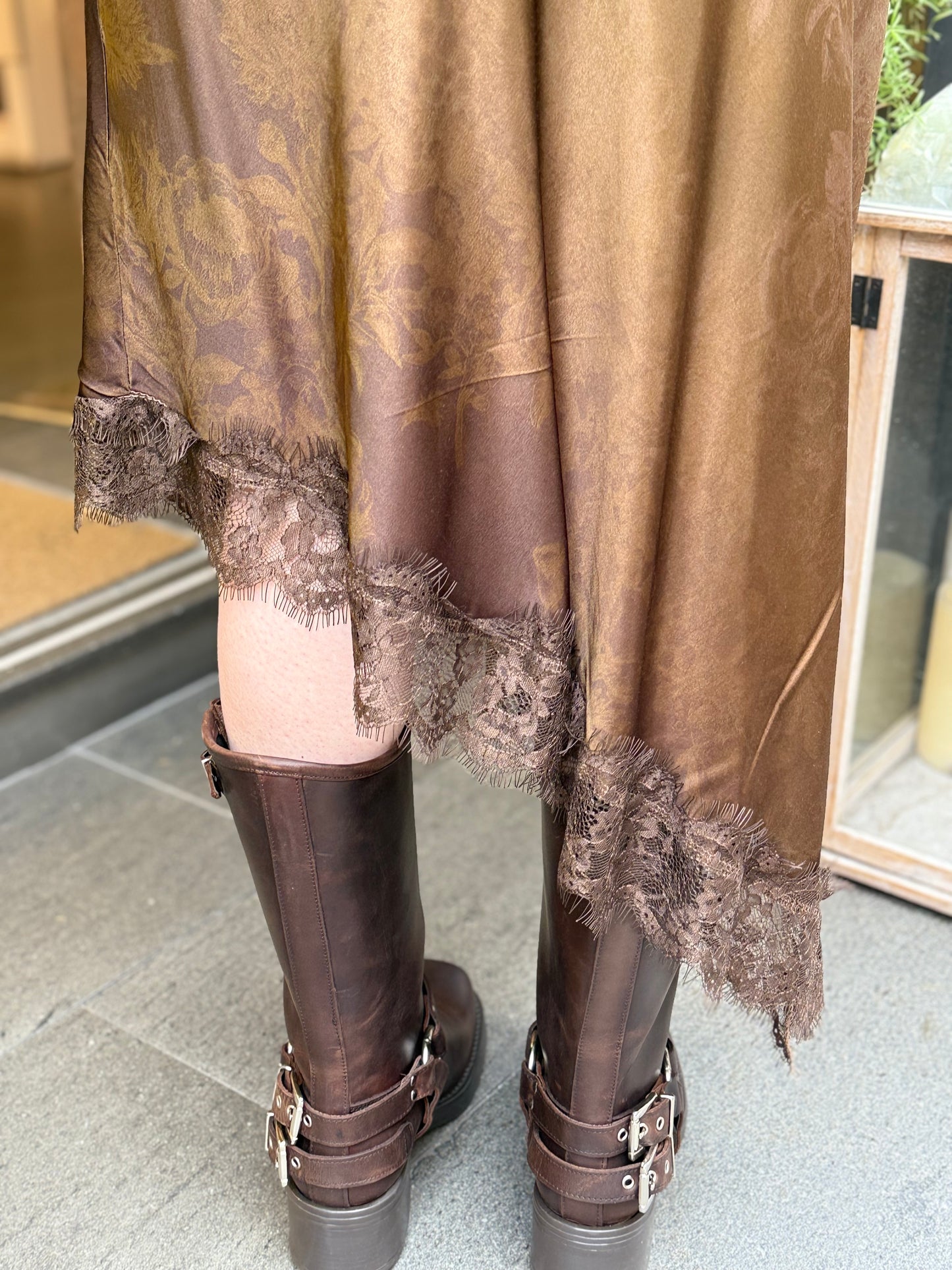 Gonna lingerie floreale con pizzo MORO