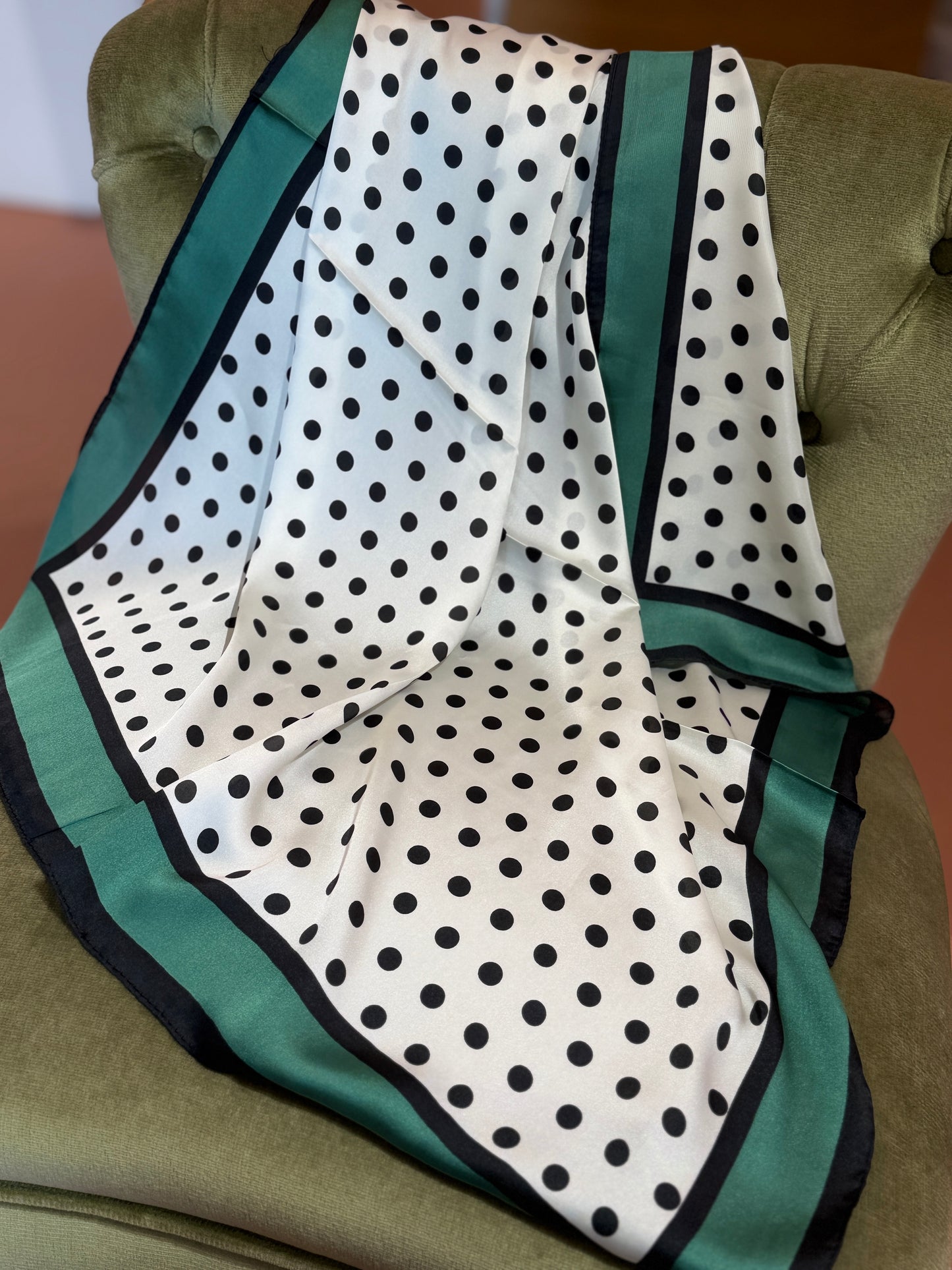 Foulard stampa pois BIANCO/VERDE