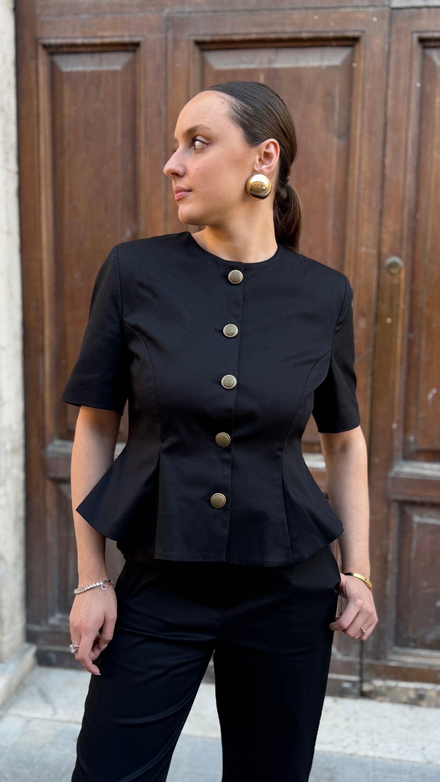 Tensione In - Giacca sfiancata mezza manica Nera