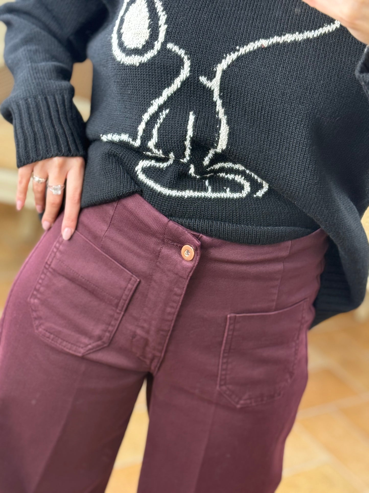 Tensione In Pantalone palazzo con taschini frontali BORDEAUX
