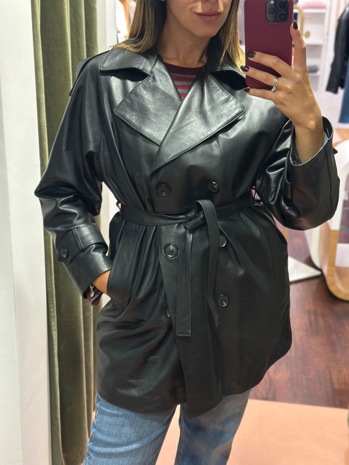 Trench in vera pelle NERO