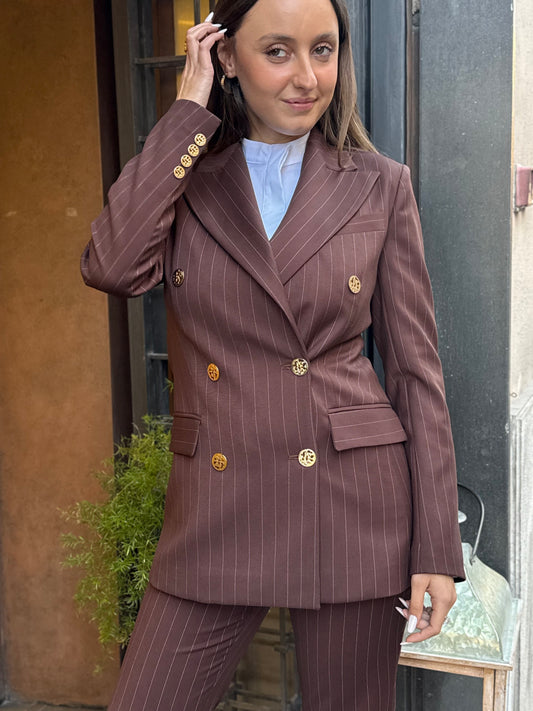 Silence Limited STRIPE BLAZER Brown