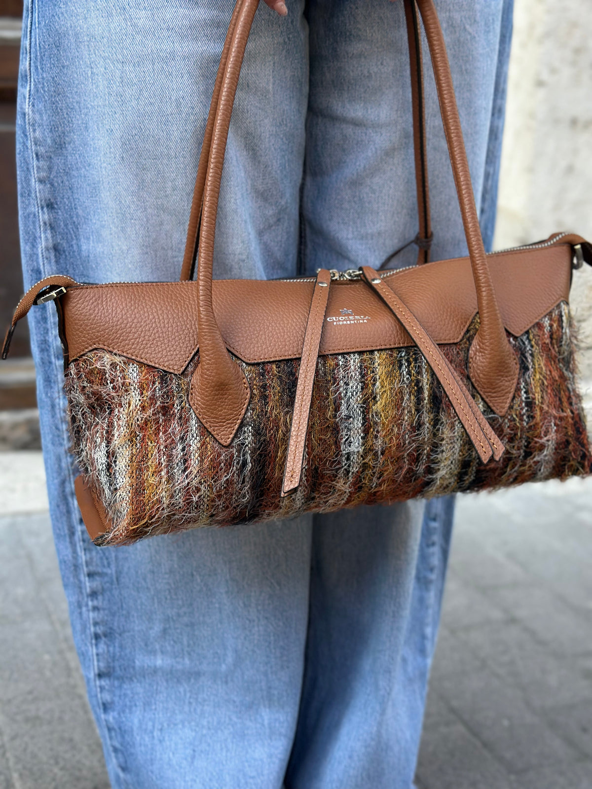 Cuoieria Fiorentina HOLLY MEDIUM TOTE tessuto ROCOCÒ