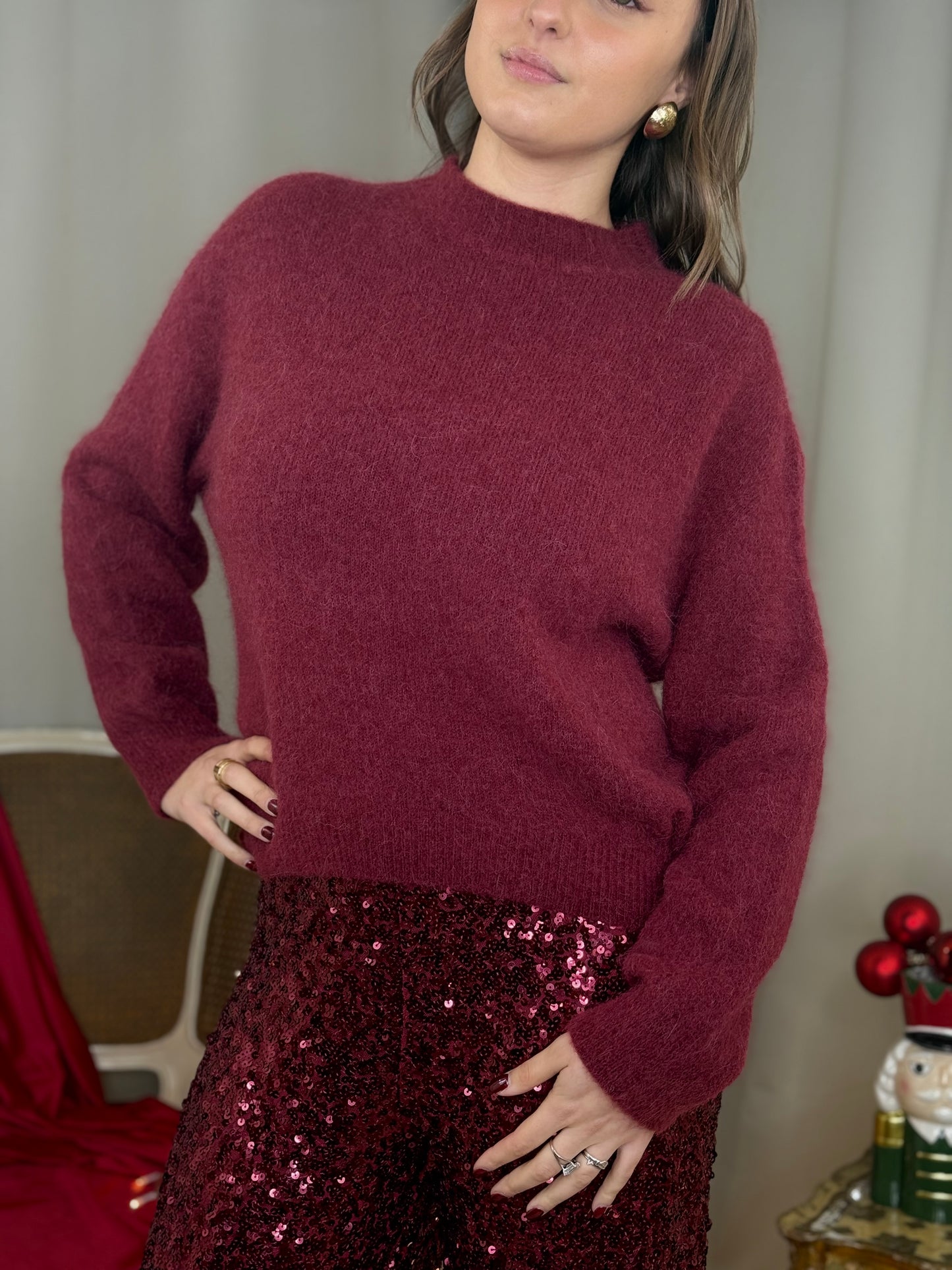 Maglia in baby alpaca BORDEAUX