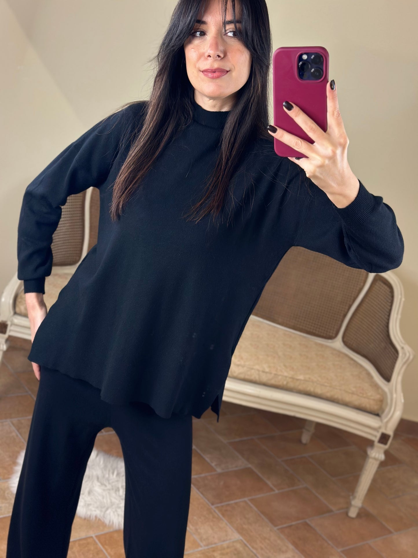 Set in maglia NERO (maglia+pantalone)