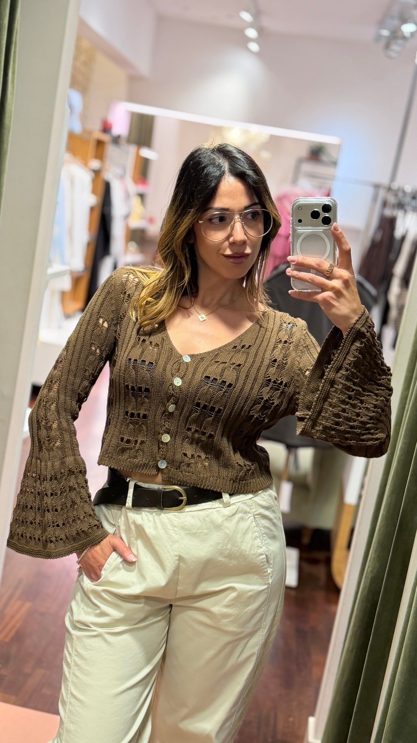 Cardigan traforato MORO